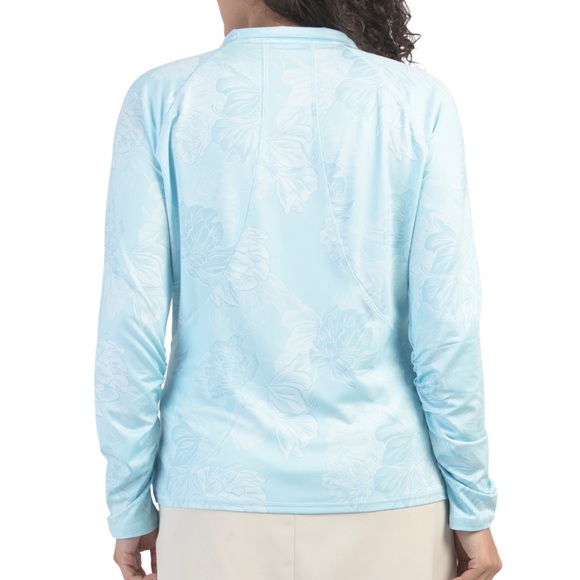 New G/FORE PRINTED RUCHED QUARTER ZIP LADIES LIGHT GOLF MID LAYER - Picture 9 of 10